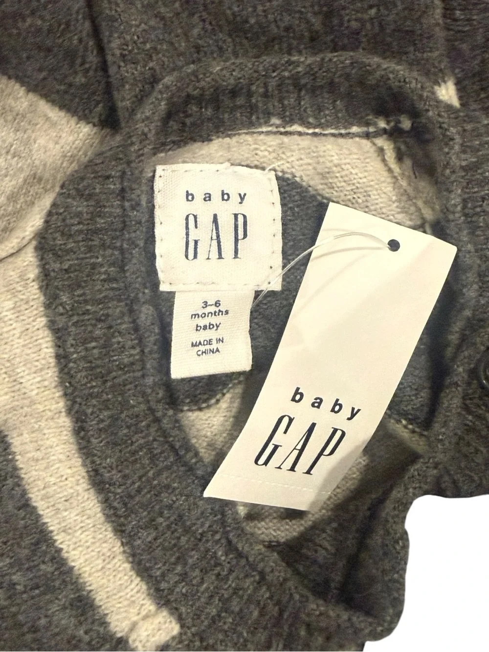 babyGap Baby Boy Striped Knit Romper & Pom Beanie One Piece Set Winter, 3–6M
